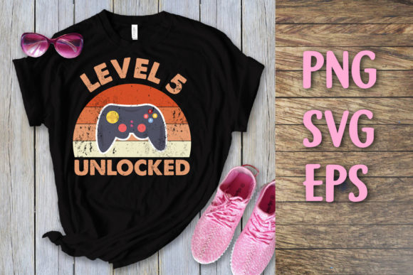 Level 5 Unlocked Vintage Birthday Svg