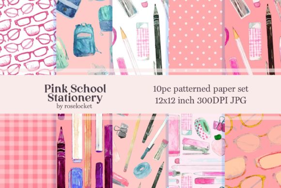 Pink School Stationery Digital Papers: A Creative Resource for Back to School
