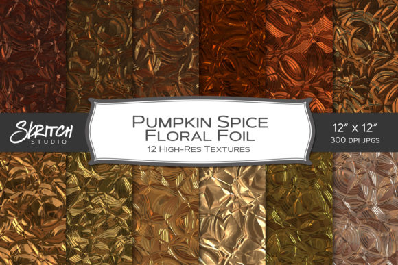 Pumpkin Spice Seamless Floral Foil Set: Elevate Your Autumn Crafting