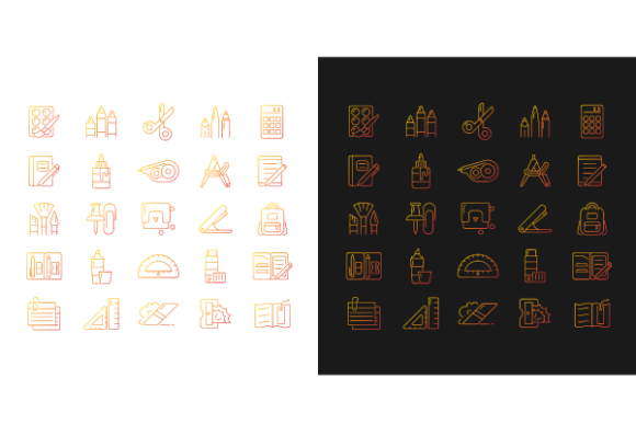 School Supplies Gradient Icons Bundle: A Versatile Resource for Designers and Educators