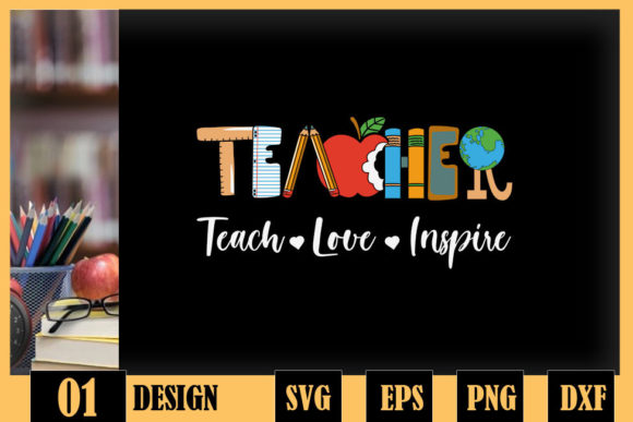 Teacher Teach Love Inspire Elements: A Creative Resource for Educators and Designers