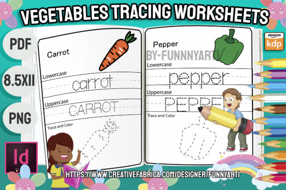 Vegetables Tracing Worksheets Vol 1: A Practical Tool for Early Learning